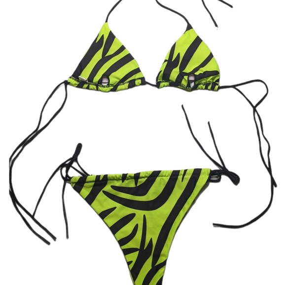 Neon Green 3 Piece Bikini From Matte Collection - Picture 4 of 6